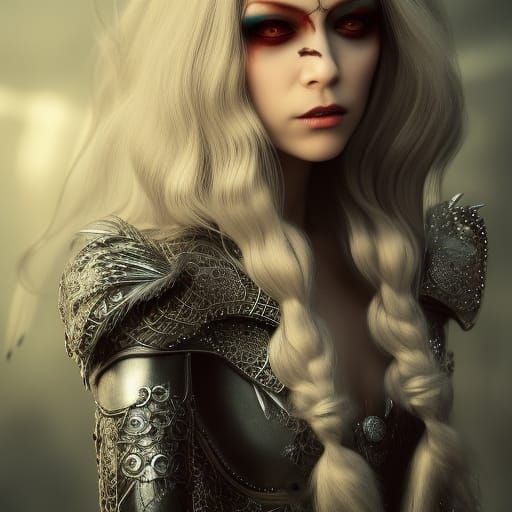 Female Vampire in Intricate Armor, Fantasy Art