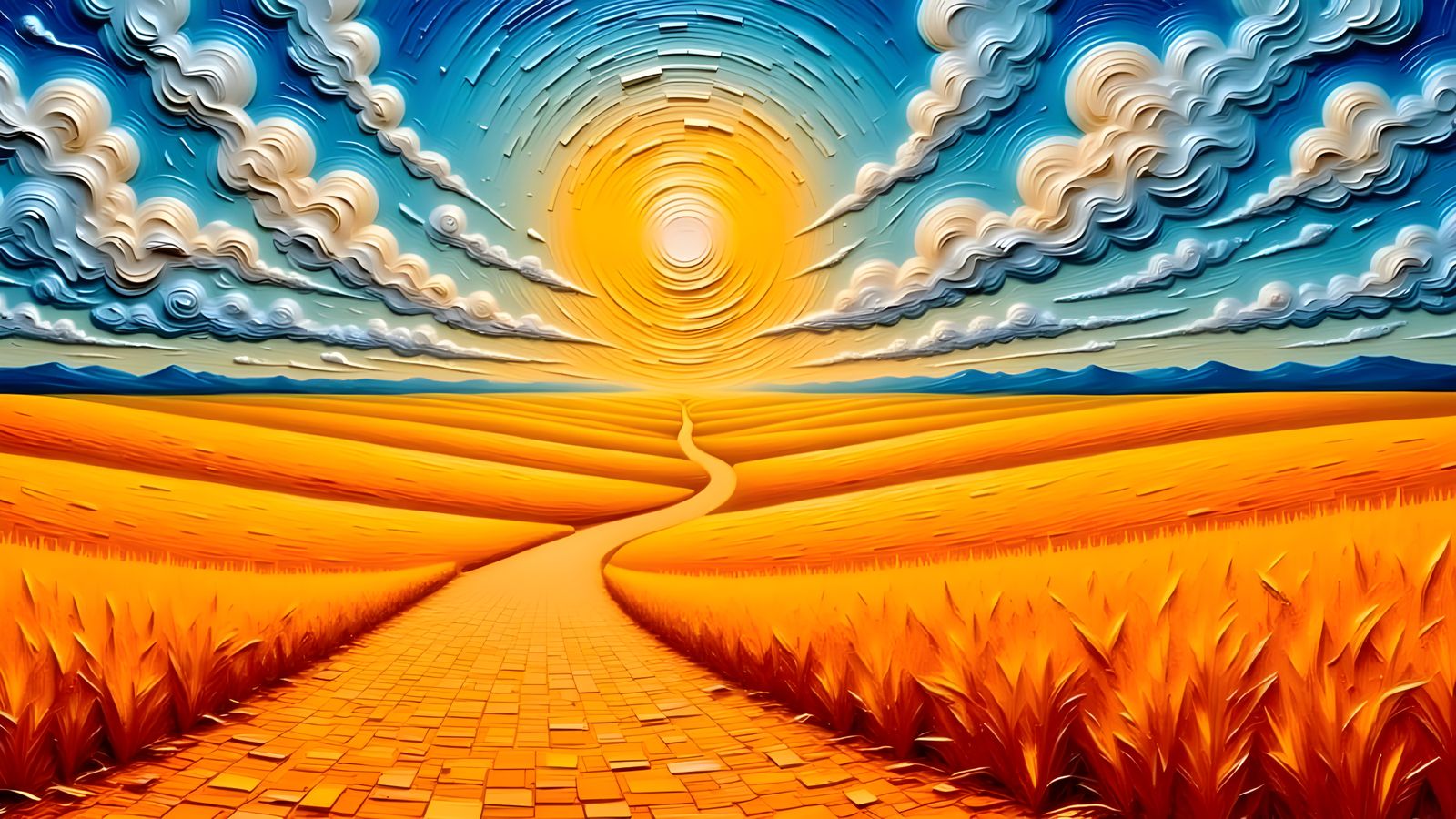 Impasto Yellow Brick Road to Kansas Wheat Fields
