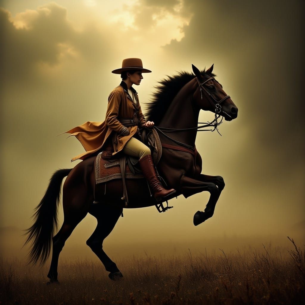 Rearing Arabian Horse in Cinematic Style