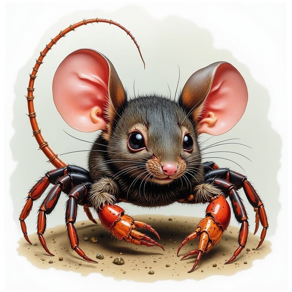 Cute Mouse Crab in Cyberpunk Style