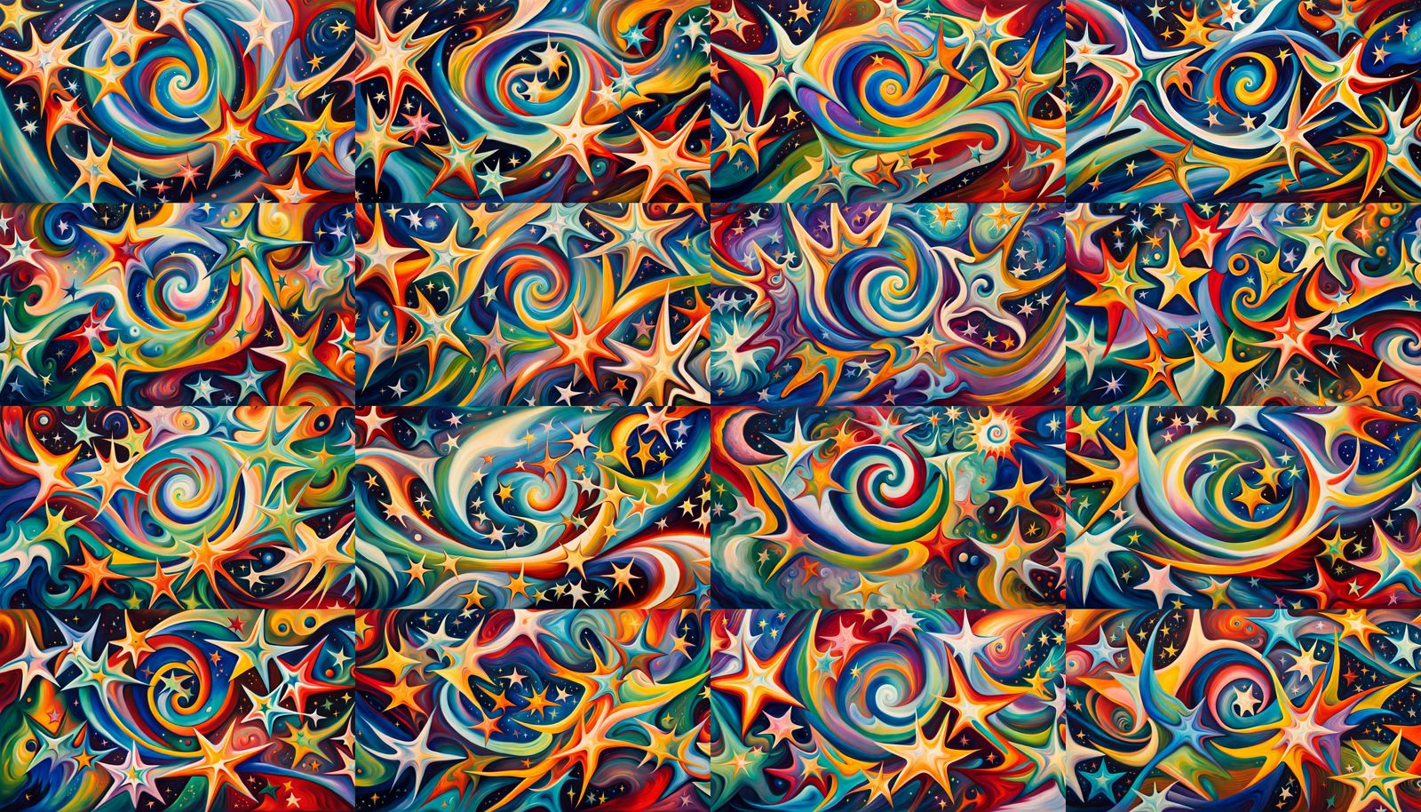 Iridescent Star Cluster Formation in Abstract Expressionism