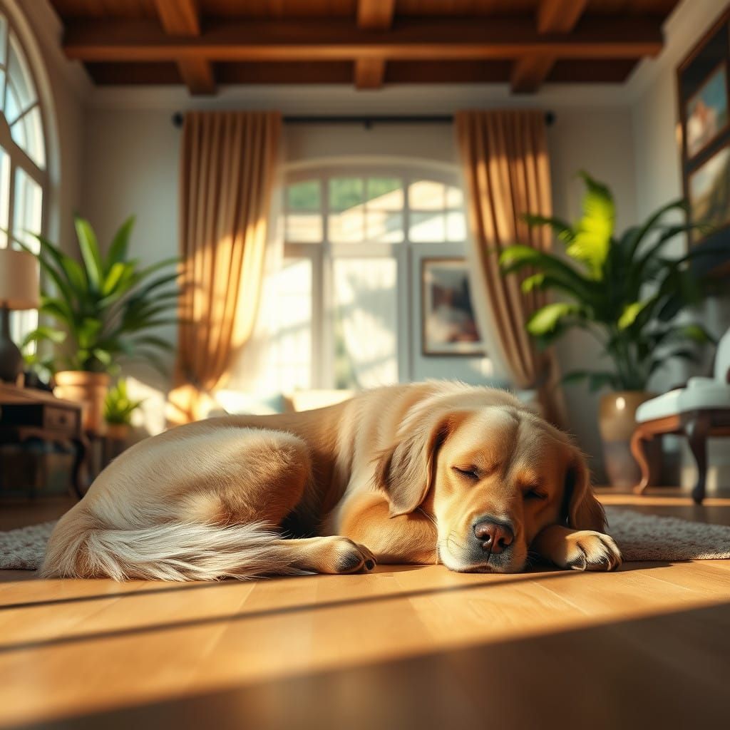 Golden Retriever in Luxurious Opulent Atmosphere