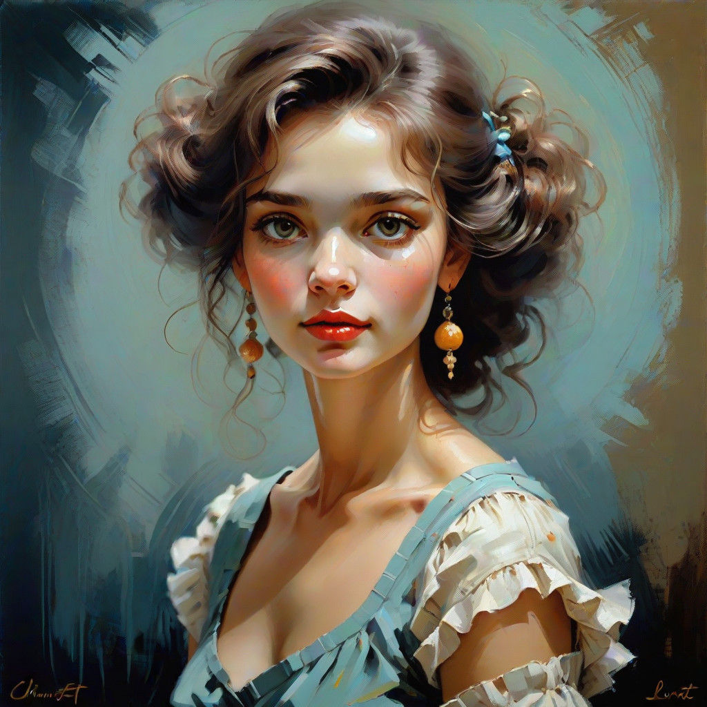 Chiaroscuro Portrait in Oil with Mixed Media Accents