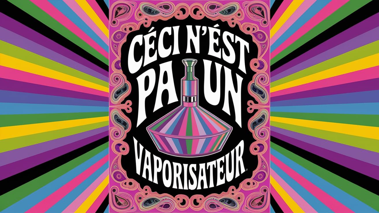 Psychedelic Vaporizer Art Poster with Surreal Text