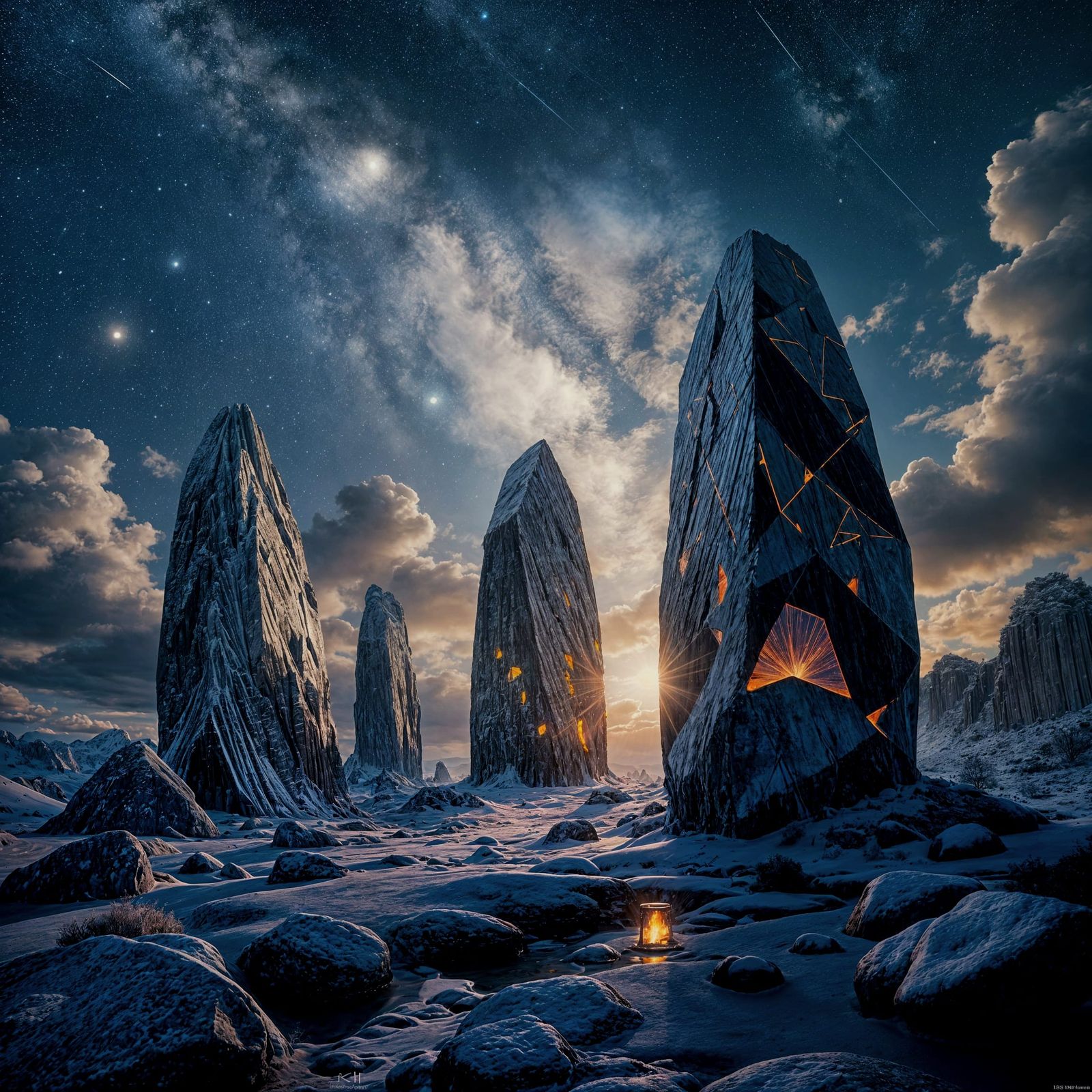 Surreal Macro Landscape with Crystalline Structures