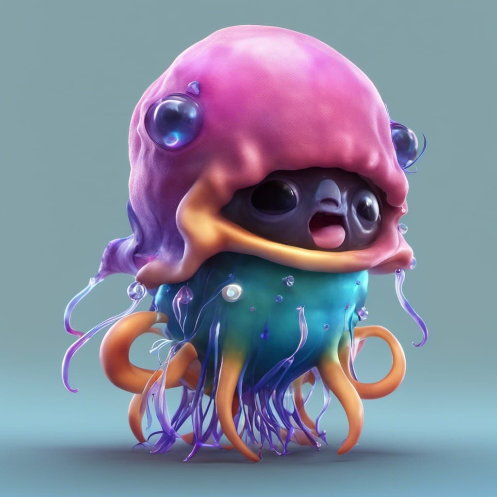 Anglerfish in Jellyfish Hat: Pixar-Style 3D Art