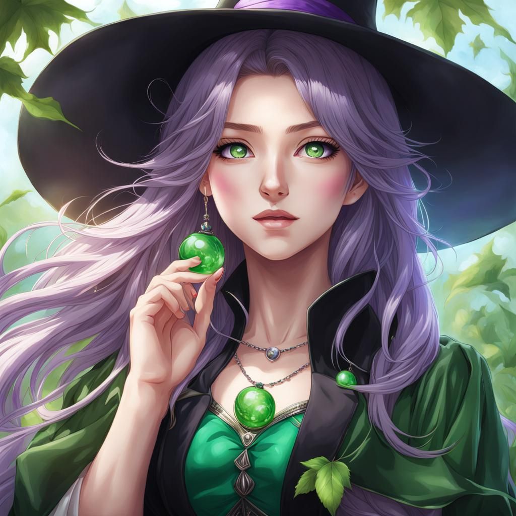 Hyperrealistic Super Witch Portrait in Anime Style