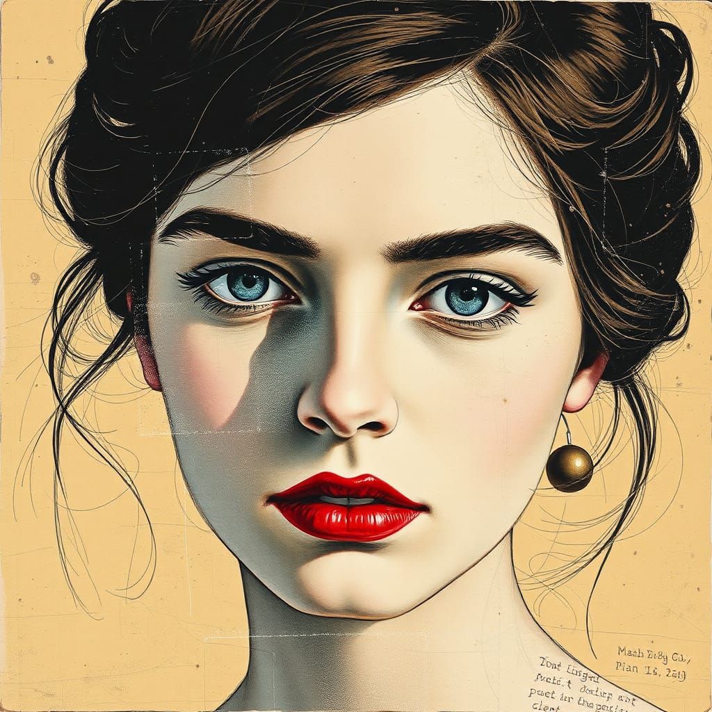 Mixed Media Collage Portrait as Screen Print