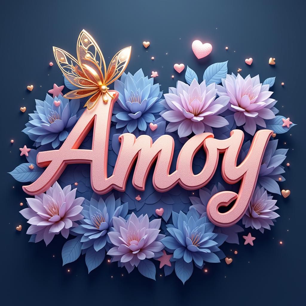 Elegant Anime Typography with Gold Accents and Floral Design