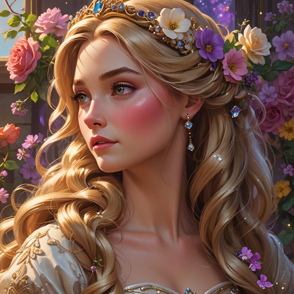 Rapunzel Bride Portrait in Pin-Up Style