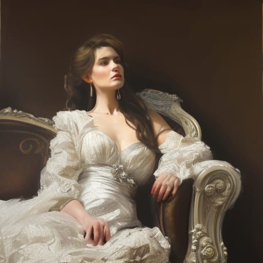 Aristocratic Woman with Dalmatian Dog as Oil Painting