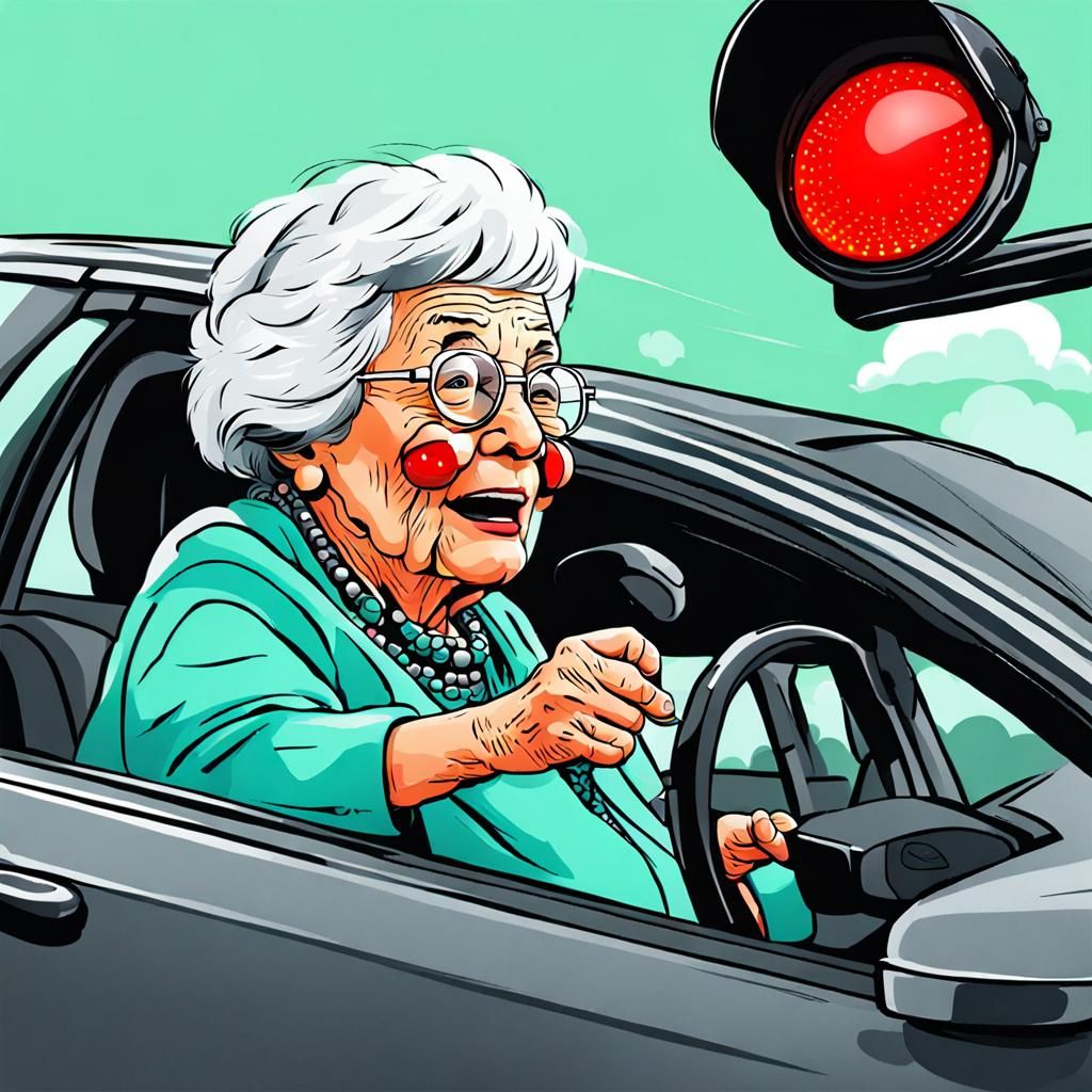 Bad Grandma Blows Out Traffic Lights