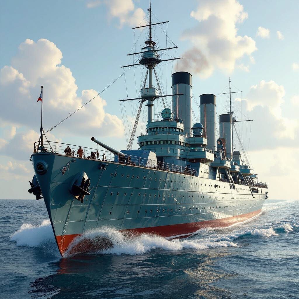 Glass Battleship Sails Choppy Seas in Dreamy Style