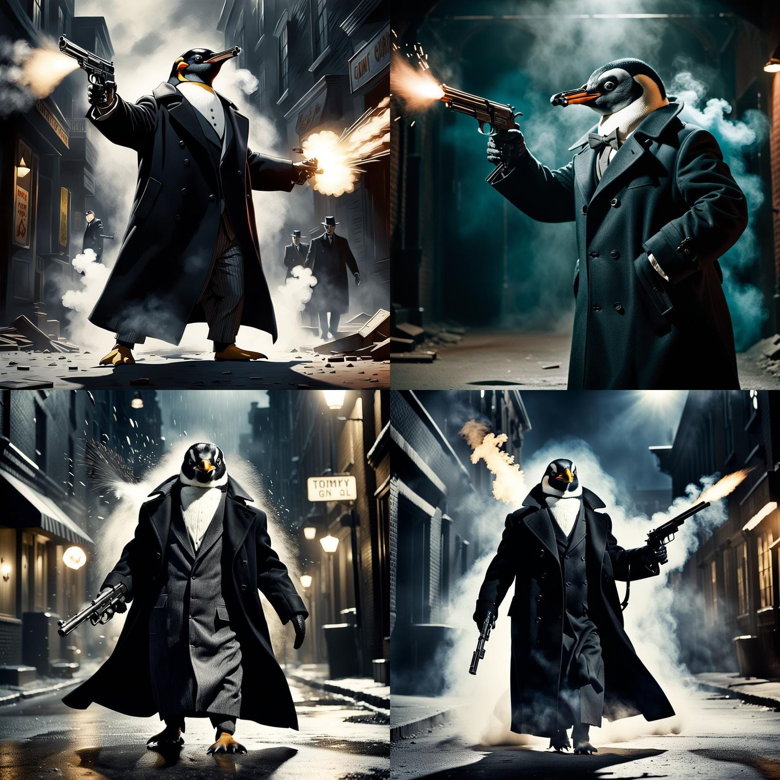 Penguin Mafia Gangster with Tommy Gun