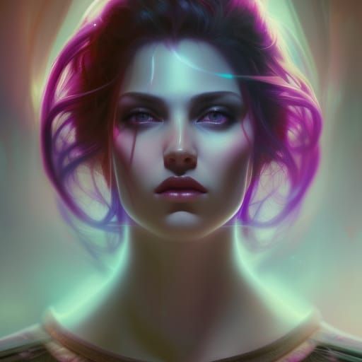 Gothic Woman with Purple Glow, Hyperdetailed Concept Art