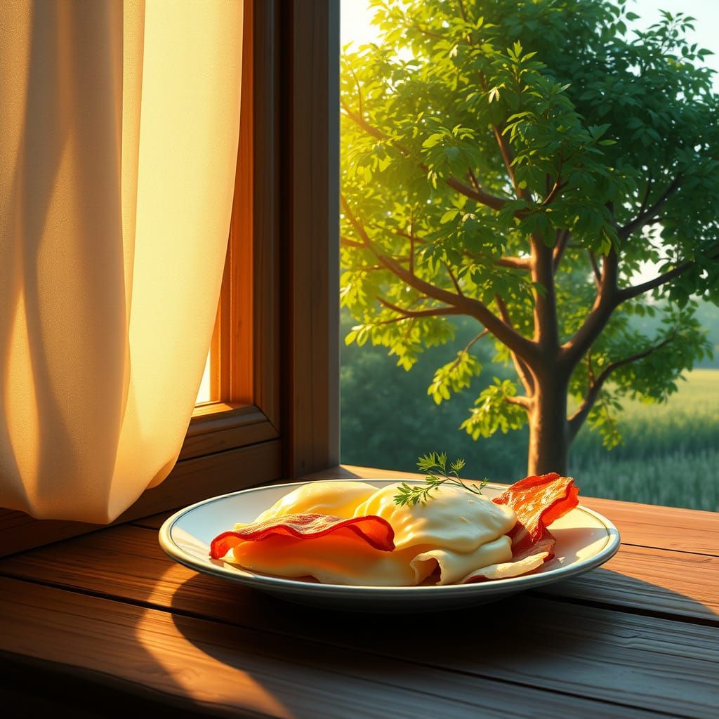 Warm Morning Breakfast in Whimsical Anime Style