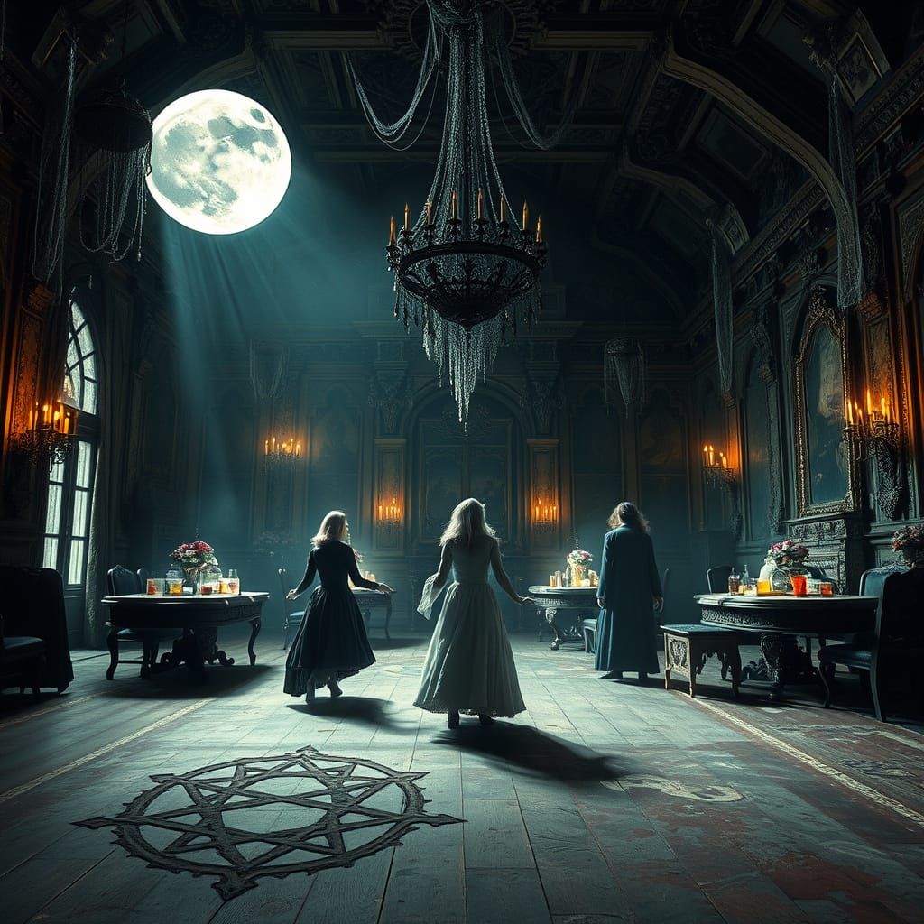 Ghostly Figures Dance at Secret Witches' Party