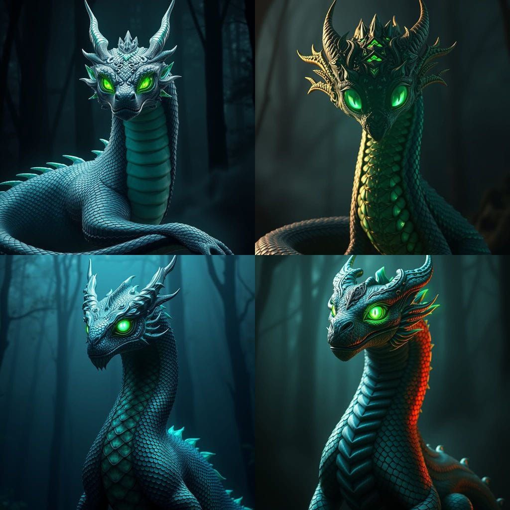 Majestic Emerald-Eyed Serpent of the Mystic Forest