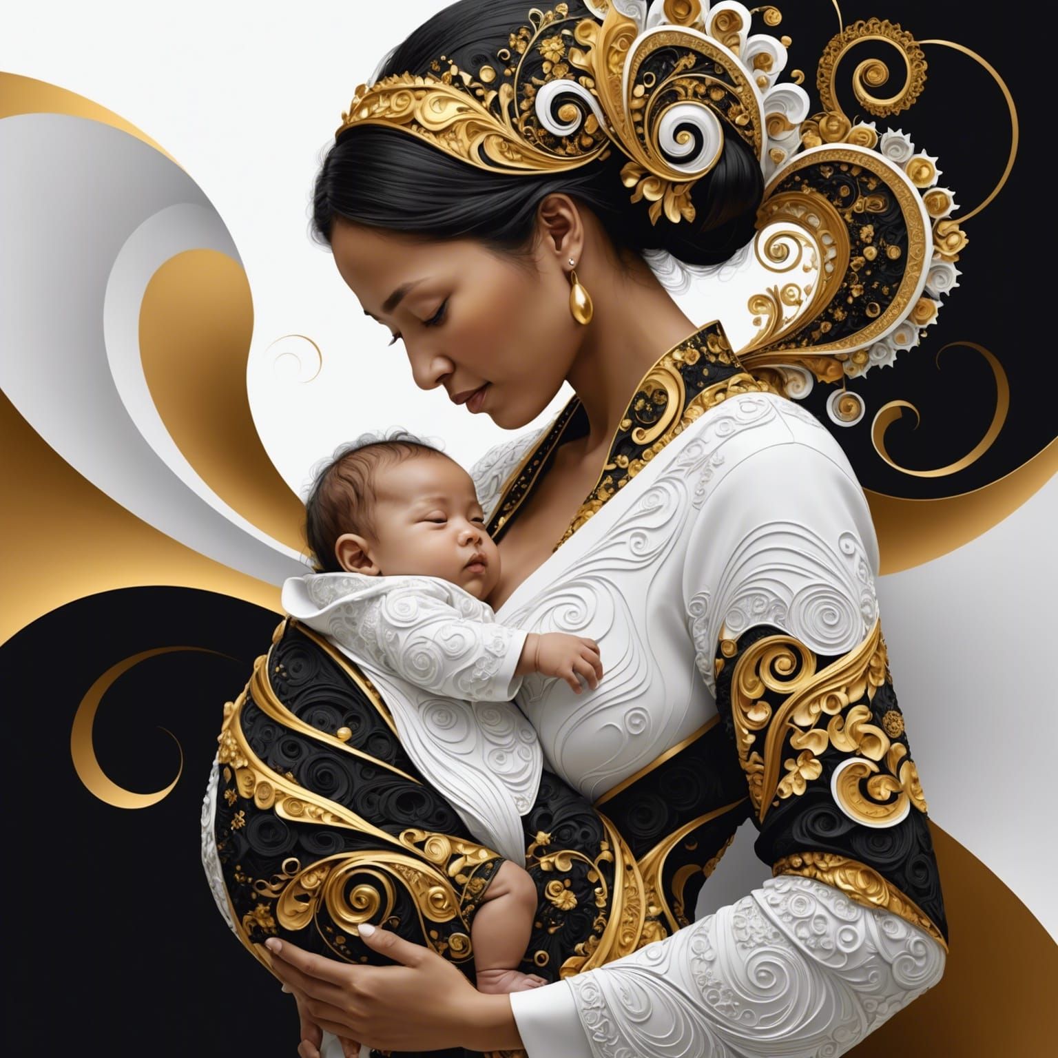 Mother and Child in Abstract Vector Art