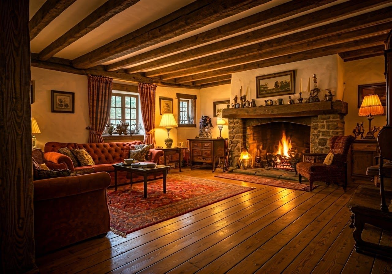 Whimsical Forest Cottage Interior in Maximalist Style