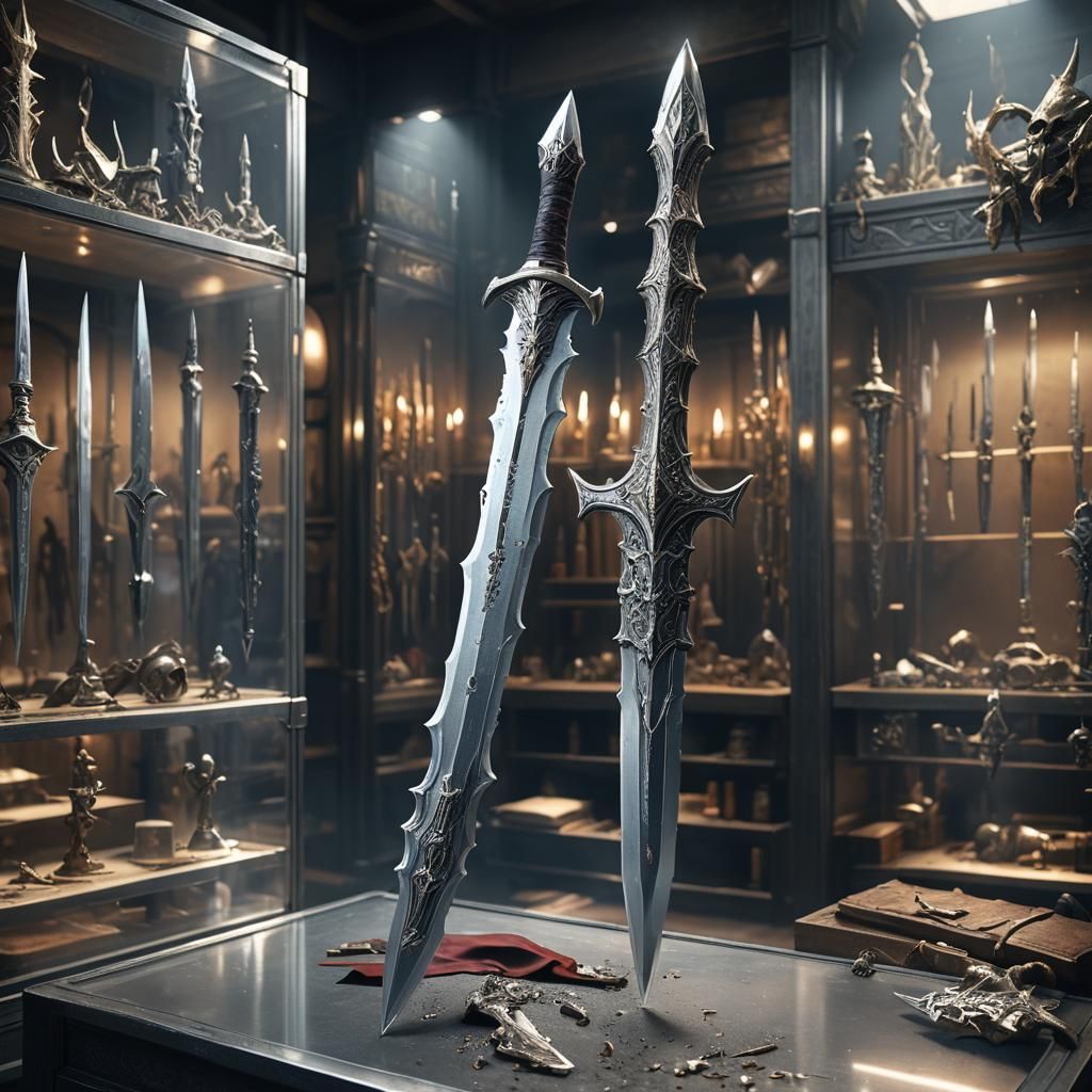 Silver Dagger Display: Fantasy Concept Art