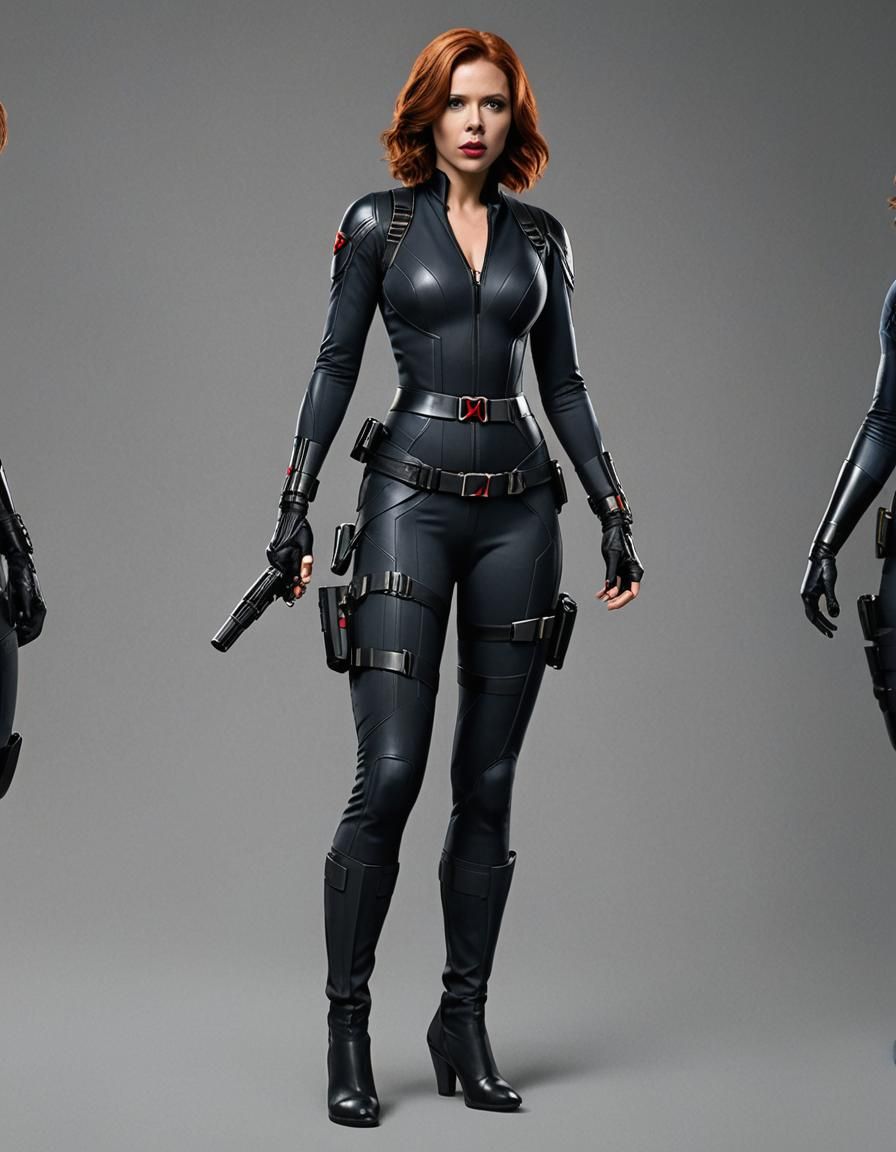 Black Widow Close-Up Portrait in Superhero Costume