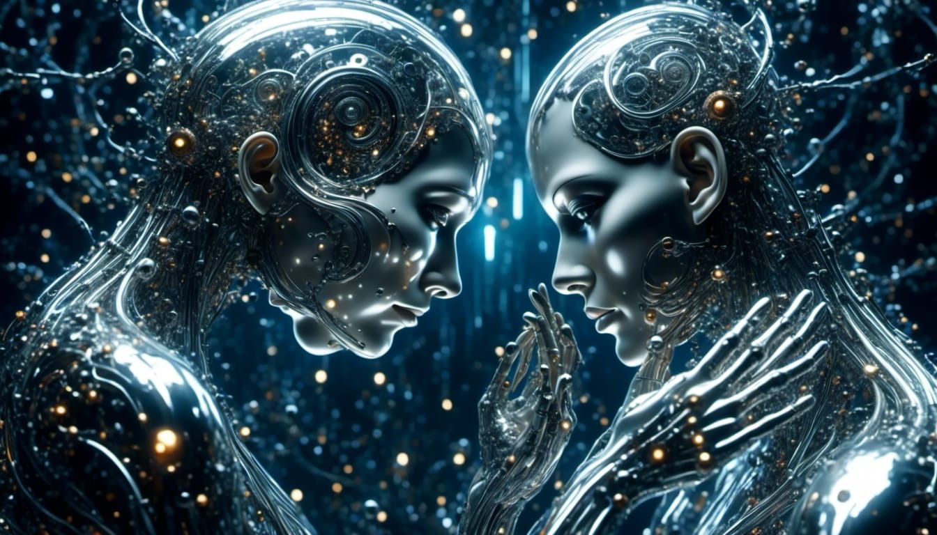 Cyborgs Reach Out in Metallic Maximalist Style