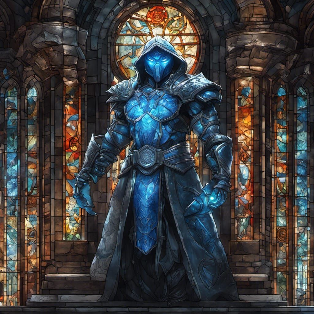 Sub-Zero in Stained Glass: Dark Fantasy Art