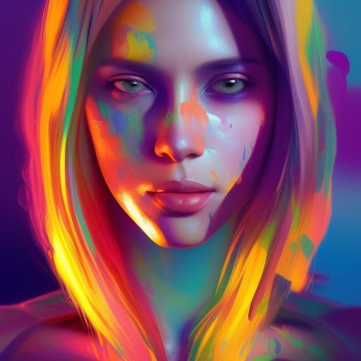 Girl DJ Portrait in Acid Colors