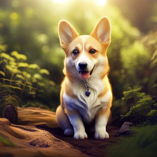 Fantastical Corgi in Detailed Matte Painting