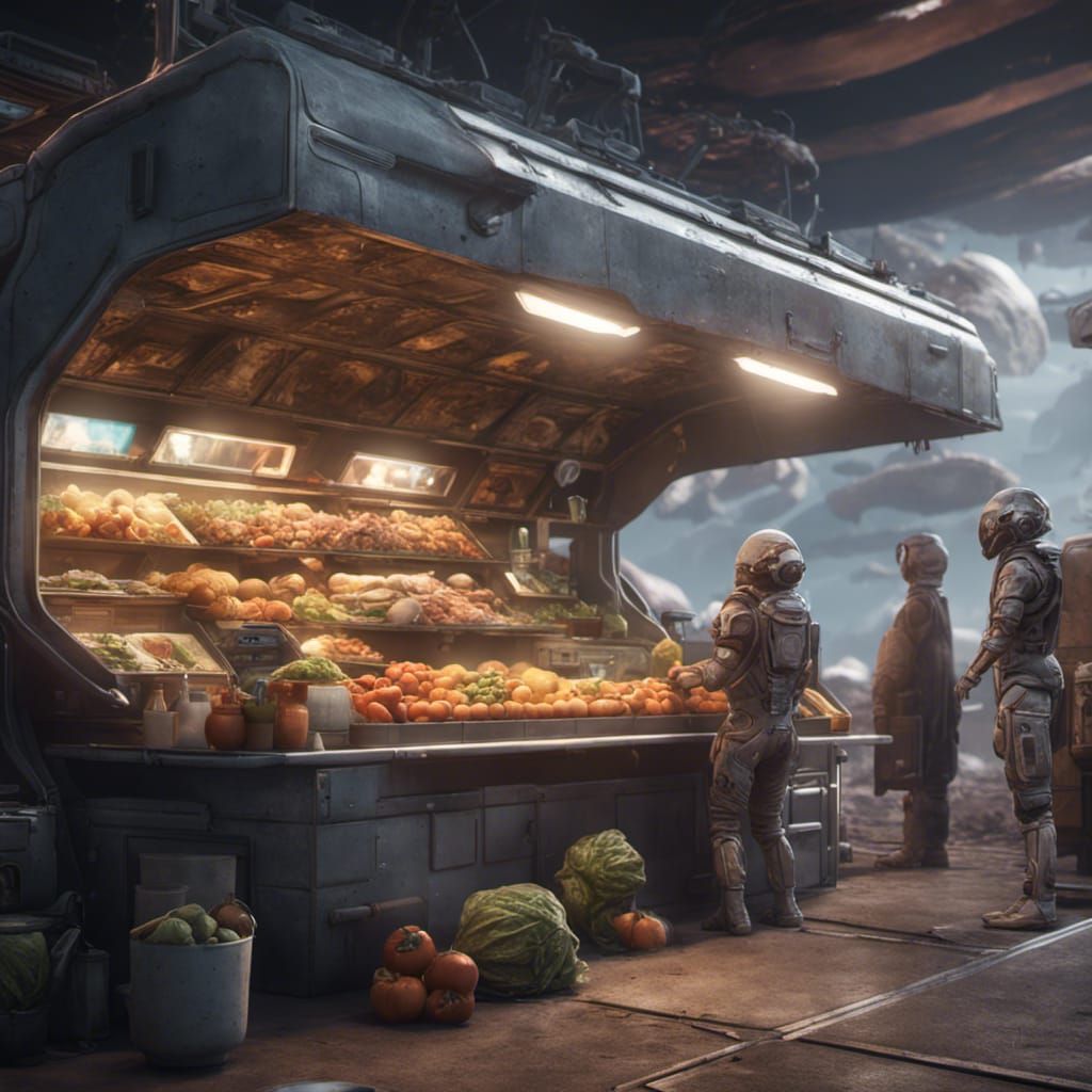 Alien Food Stall Featuring Earth Produce: 3D Game Cinematic