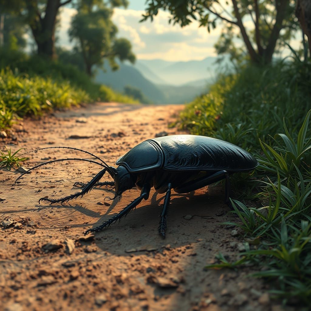 Surreal Landscape with a Dead Cockroach