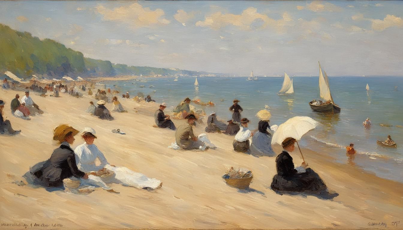 Odessa Beach Scene in Impressionistic Style