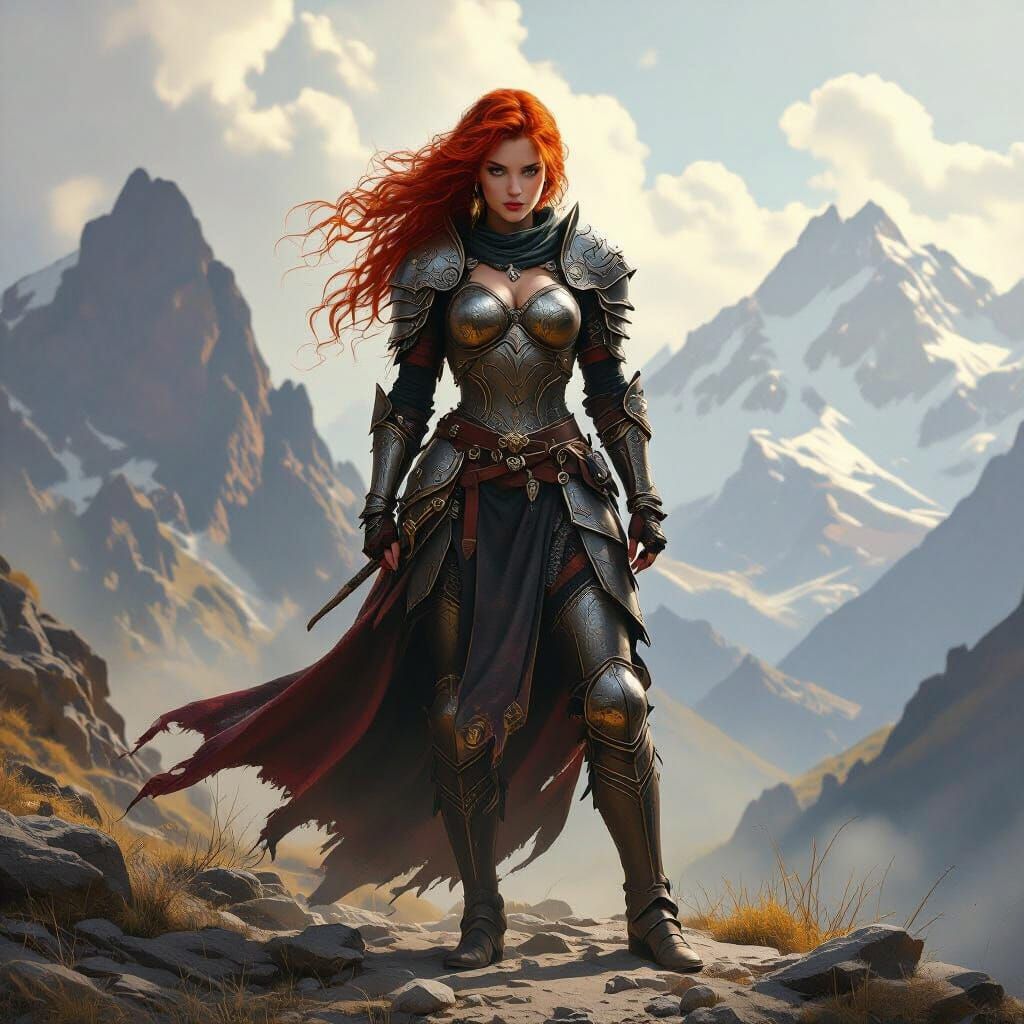 Red Haired Warrior in Epic Fantasy Concept Art