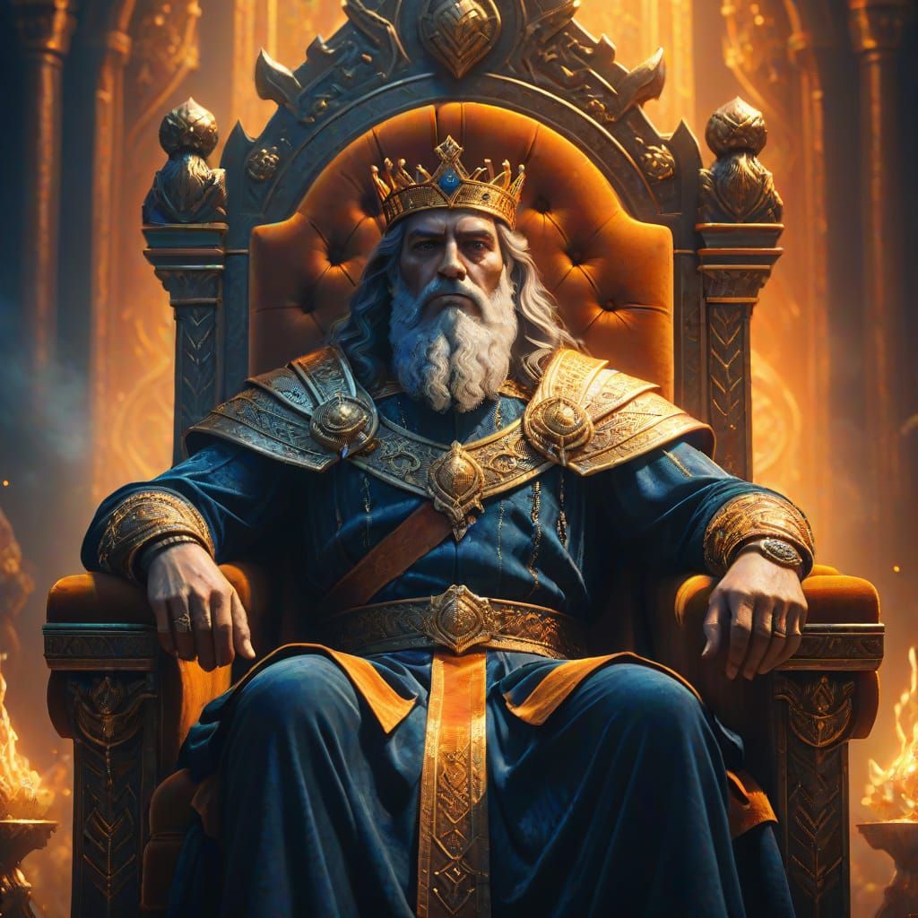King Solomon on His Throne: Fantasy Art