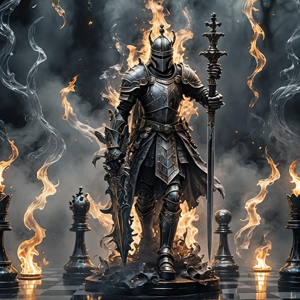 Glowing Chess Knight on Moonlit Water