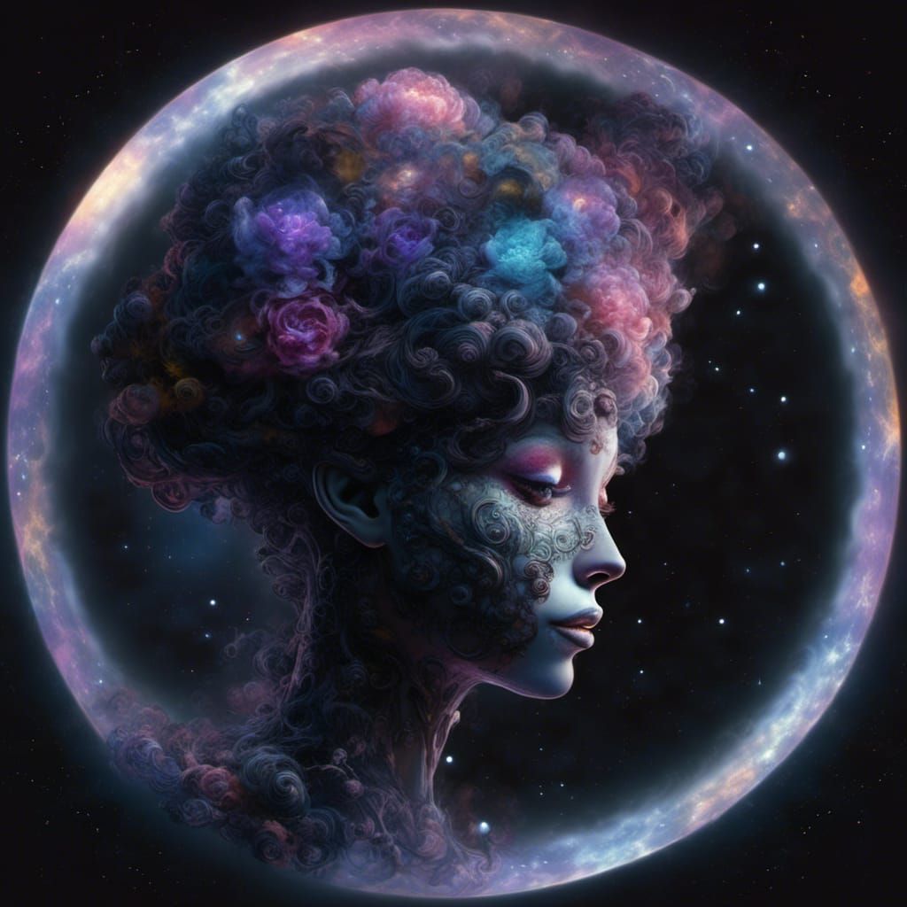 Nebula Woman in Rococo Style