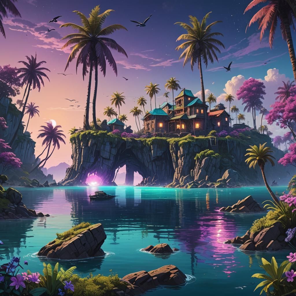 Tropical Island on the Black Sea: Fantasy Concept Art