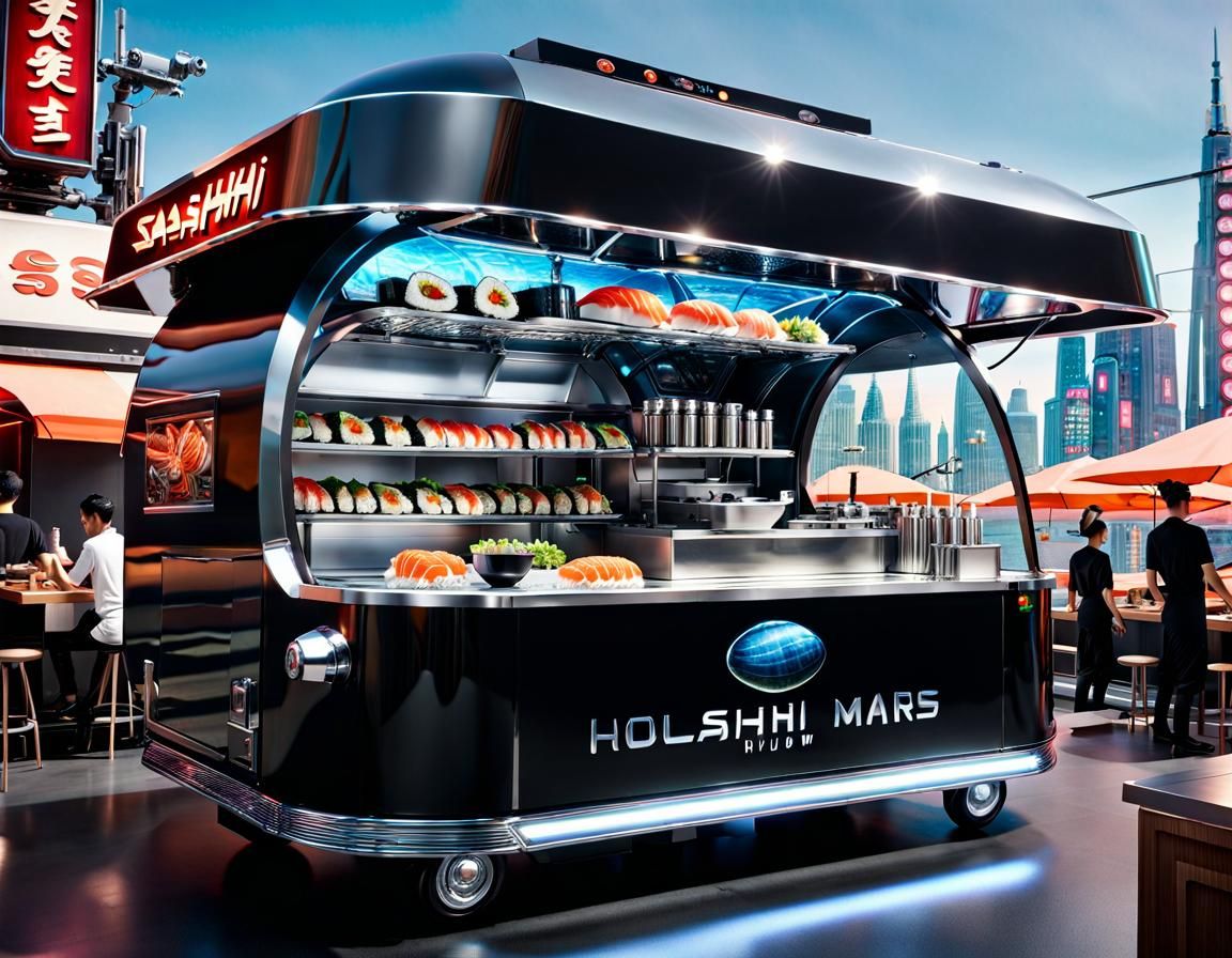 Futuristic Sashimi Food Truck on Mars