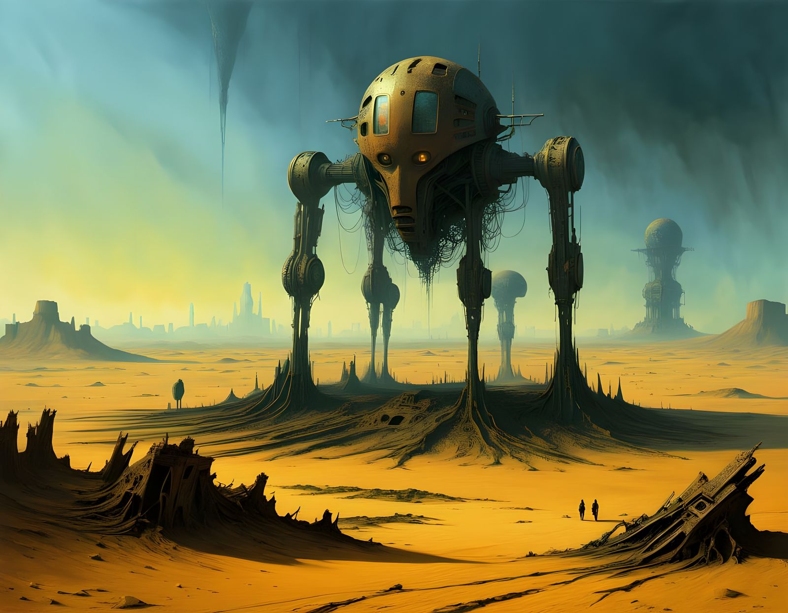 Cyborg Ruins Transformed into Vibrant Desert Cityscape