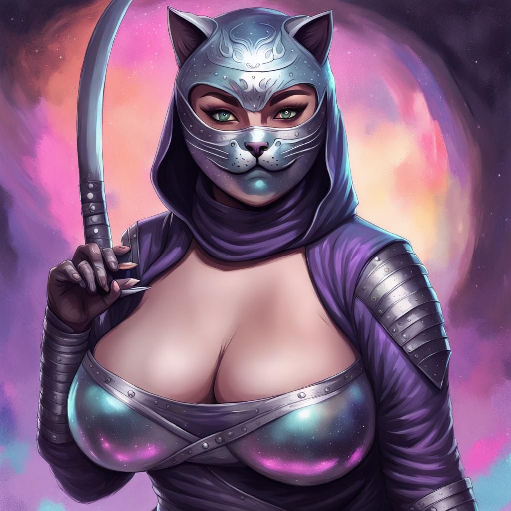 Galaxy Goth Ninja Portrait in Comic Style