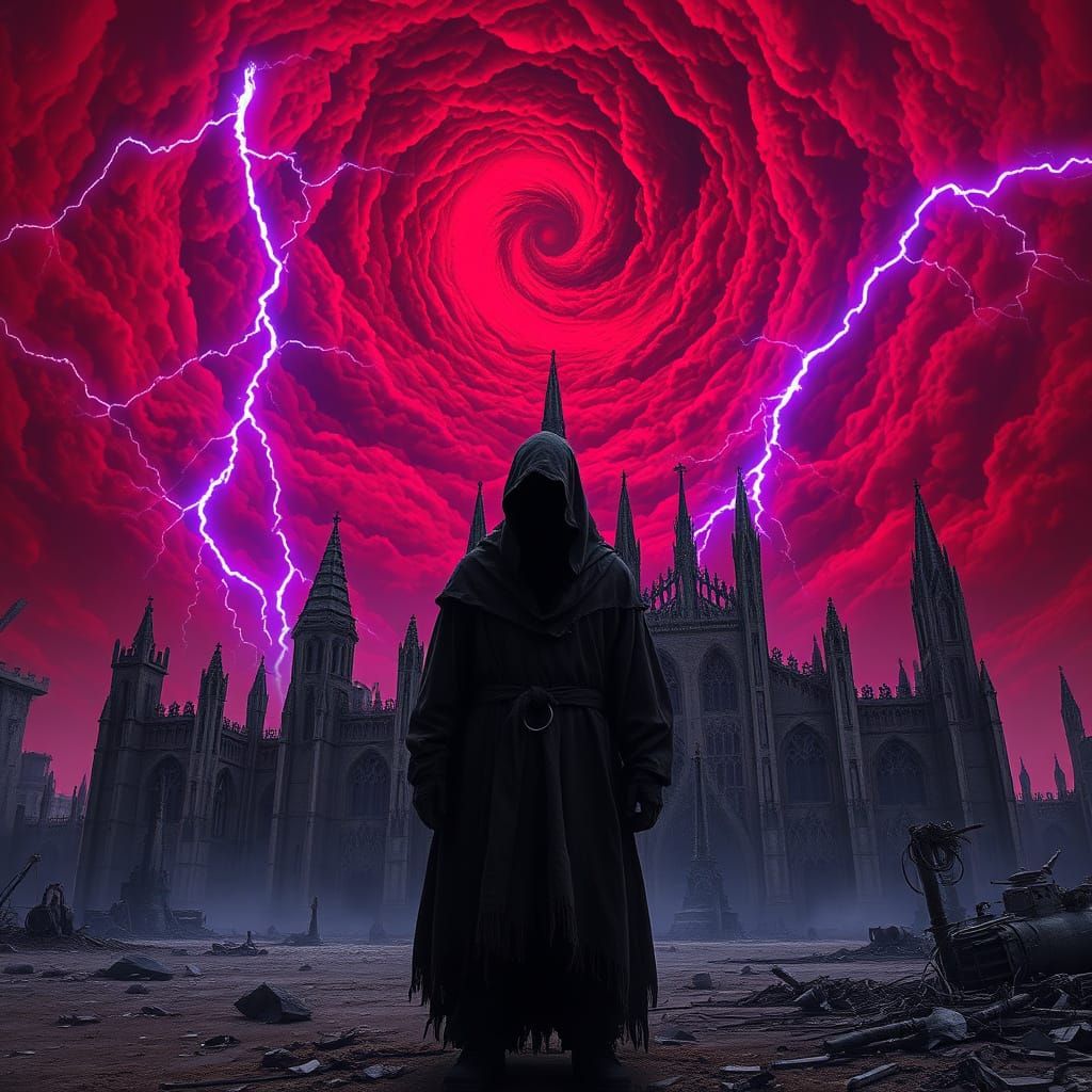 Ethereal Ruins in a Crimson Wasteland