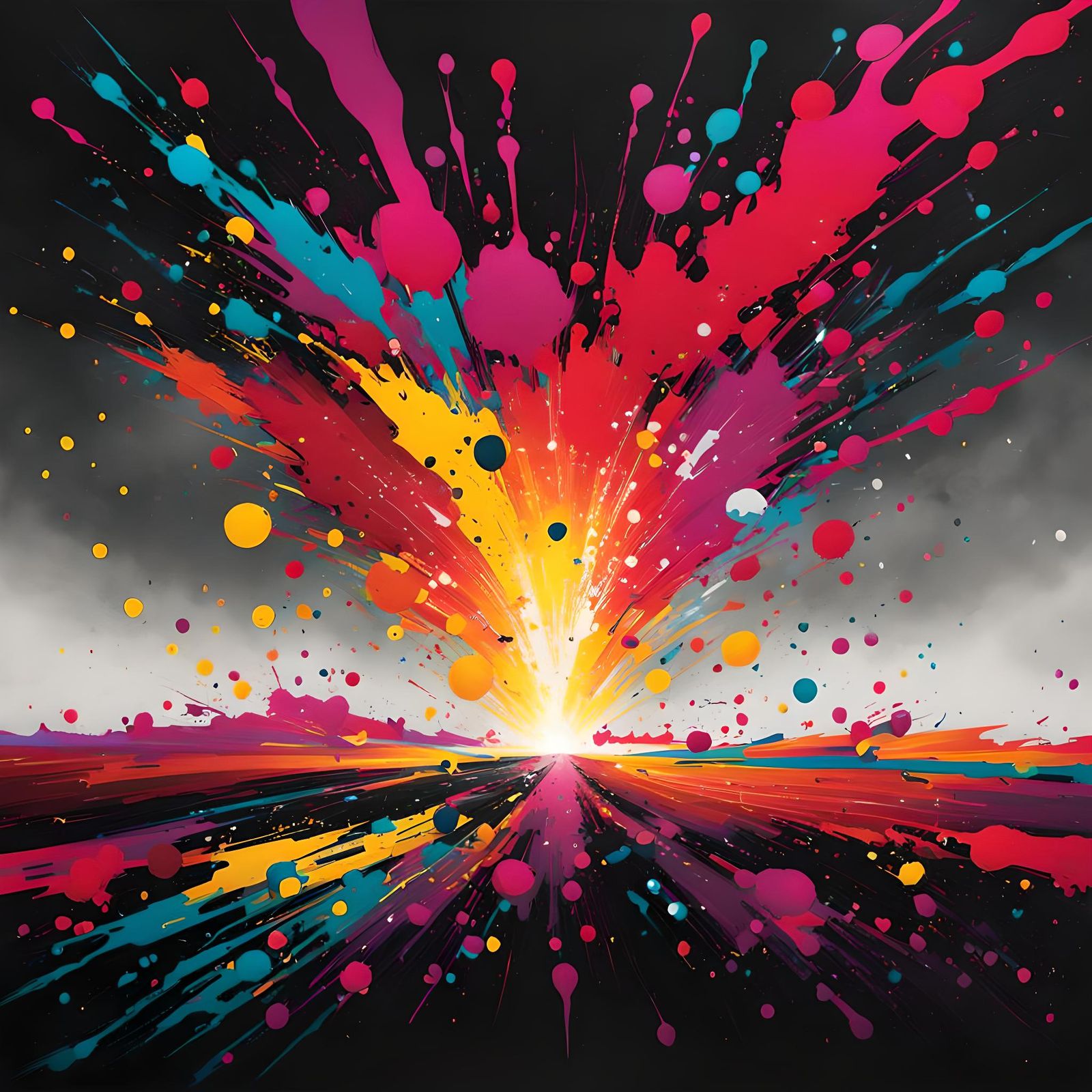 Neobrutalist Splatter Art: Abstract AI Creation