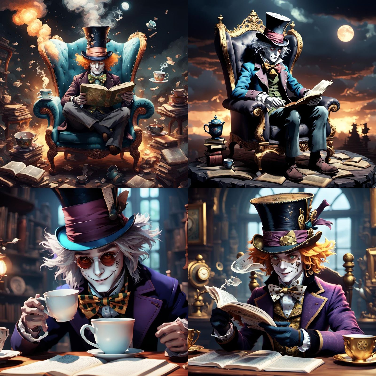 Mad Hatter's Literary Escape: Anime-Inspired Battle Scene