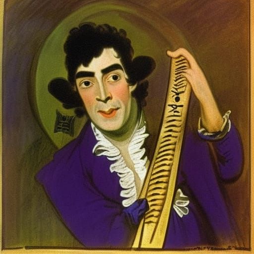 Vampire Lord Playing Harp in Classical Portraiture