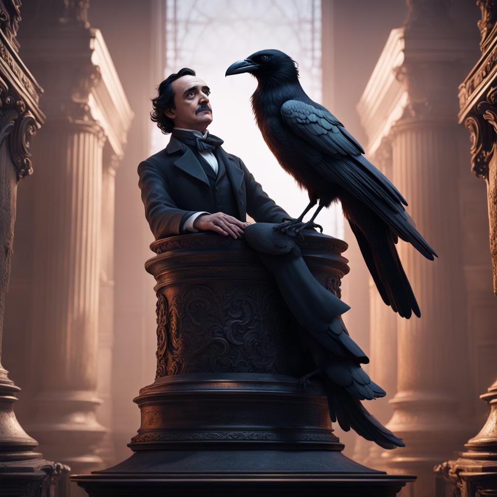 Edgar Allan Poe and Raven Art