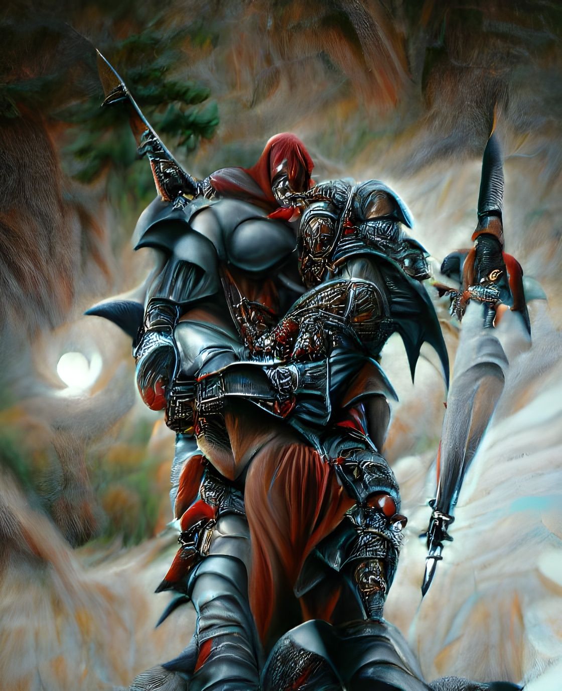 Armored Warrior in Detailed Dark Fantasy Art