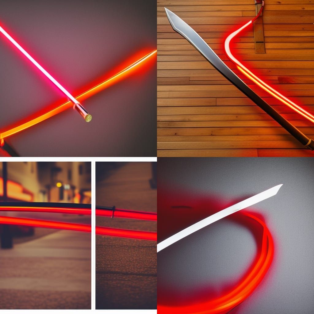 Neon Red Samurai Sword of Fire: Sharp Photography
