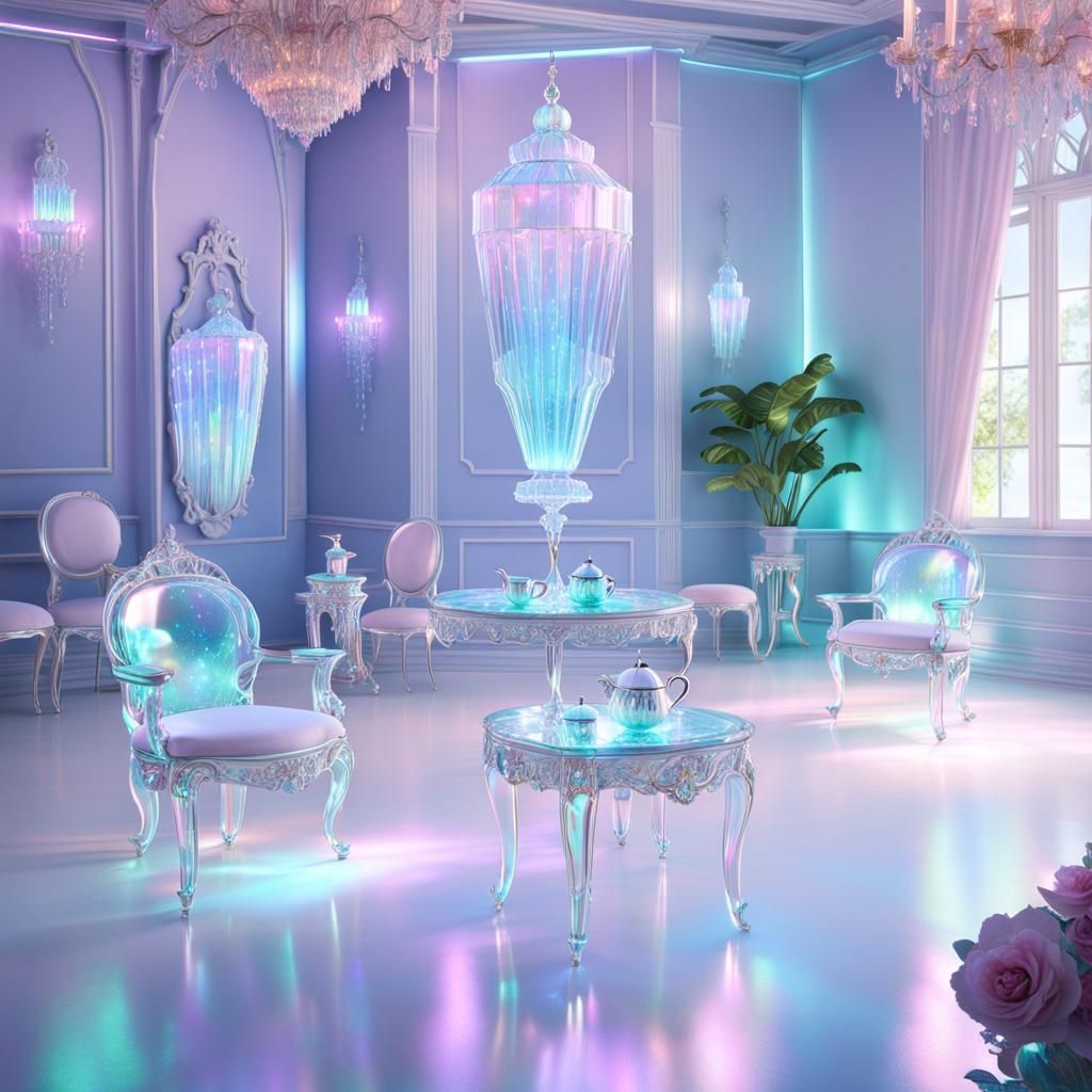 Crystal Tea Room: Luminous Futuristic Interior