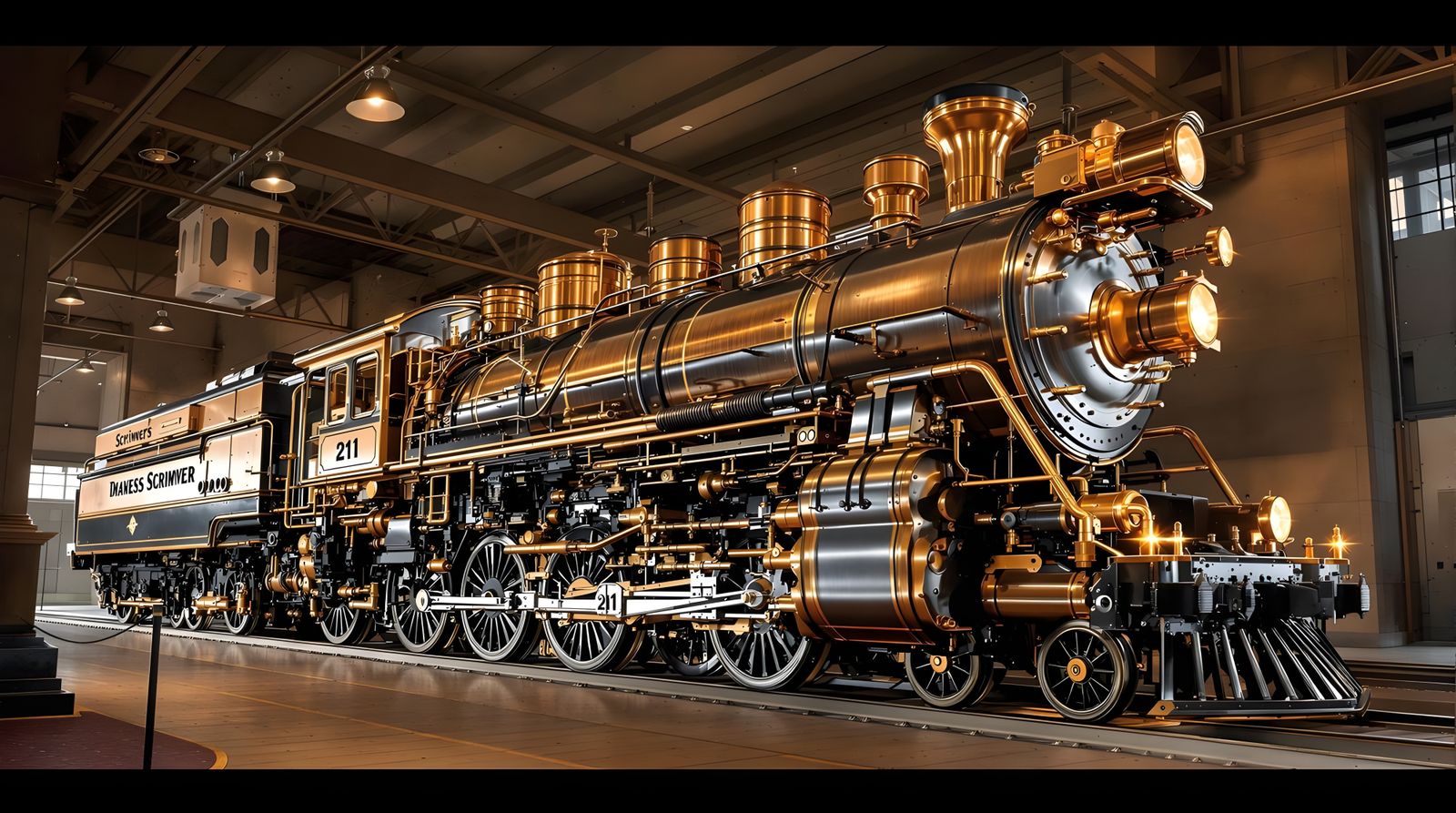 Vintage-Inspired Locomotive Copper Plate Etching in Elegant...